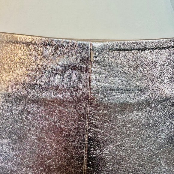 Walter Baker Luxury Haley Silver Metallic A-line Lambskin Leather Mini Skirt - Picture 14 of 15